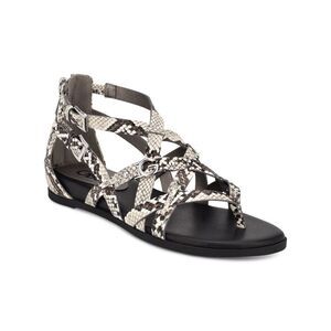 GBG Womens Gray Snake Gladiator Logo Cobell Round Toe Thong Sandals 7.5 M